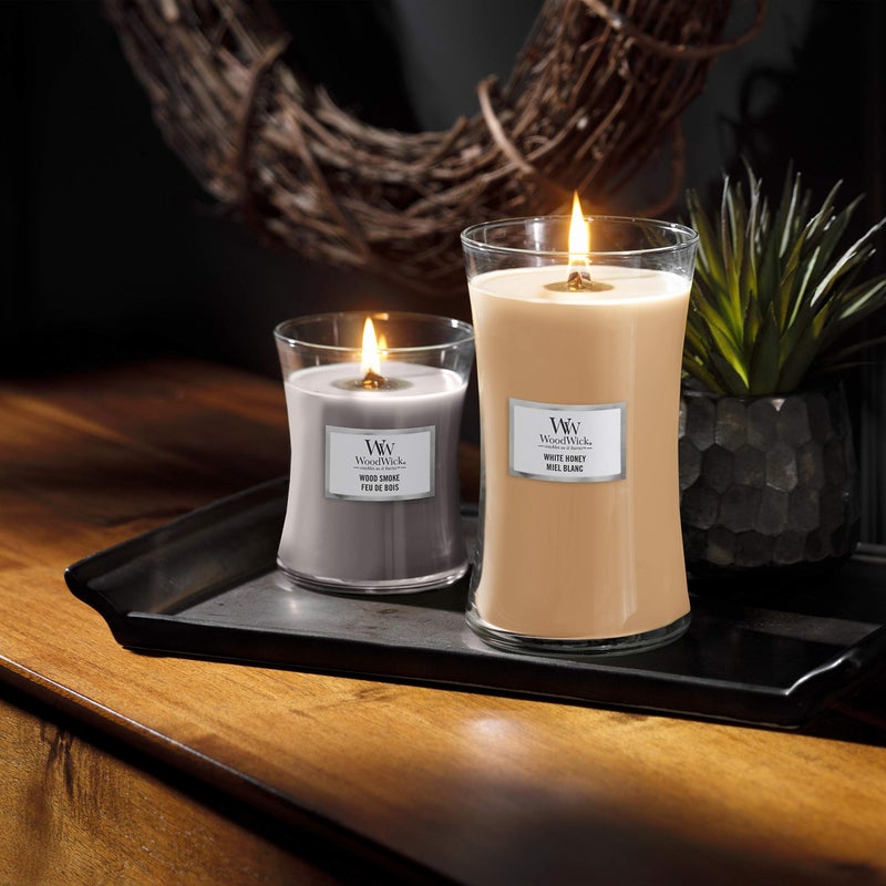 WoodWick Wood Smoke Holiday Candle Gifts for Women and Men, 21.5 oz Large Hourglass Candle with Crackling Wick - Image 2